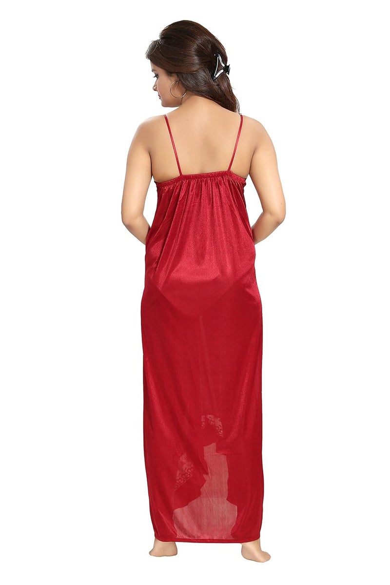 Noty Store فستان نوم ماكسي ساتان سادة للنساء من نوتي (عبوة من 2) - Image 4